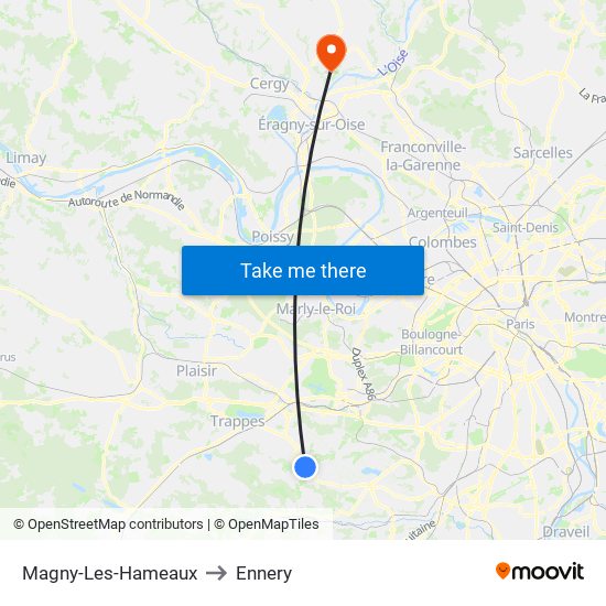 Magny-Les-Hameaux to Ennery map