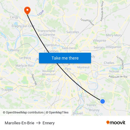 Marolles-En-Brie to Ennery map