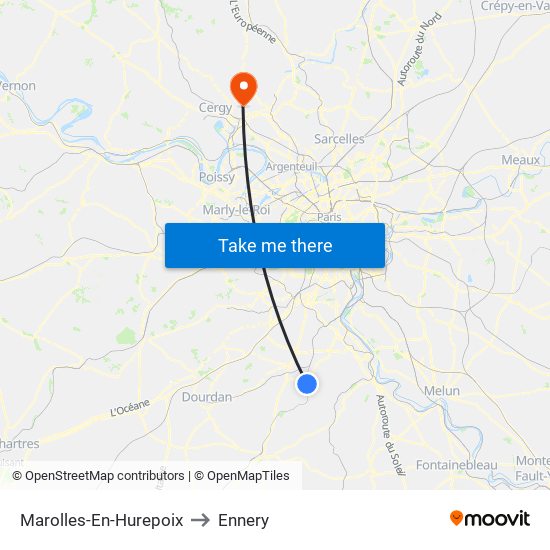 Marolles-En-Hurepoix to Ennery map