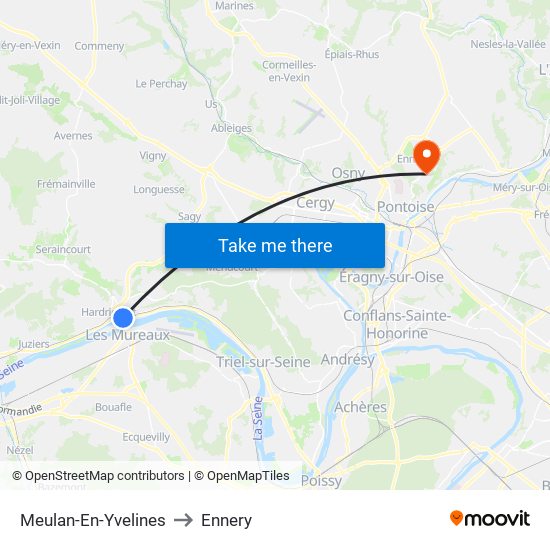 Meulan-En-Yvelines to Ennery map