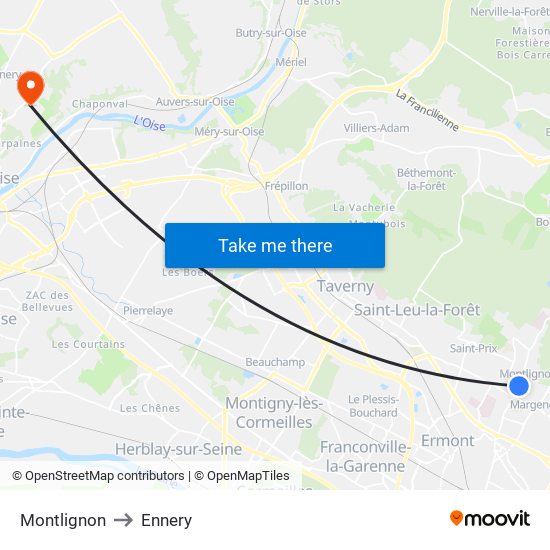 Montlignon to Ennery map