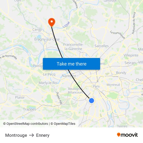 Montrouge to Ennery map