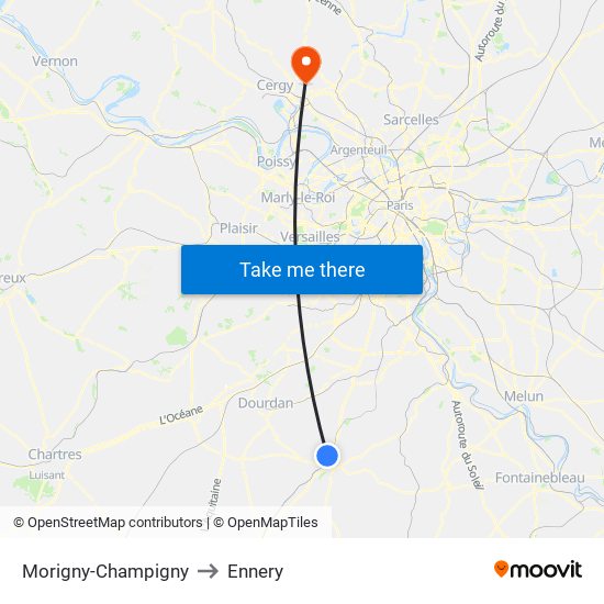 Morigny-Champigny to Ennery map