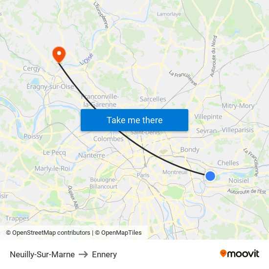 Neuilly-Sur-Marne to Ennery map