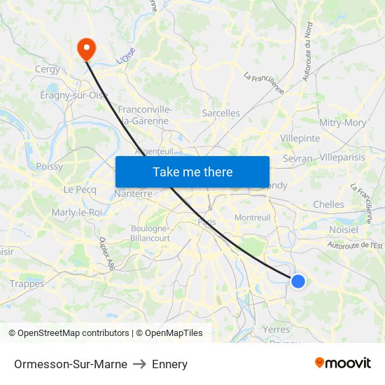 Ormesson-Sur-Marne to Ennery map