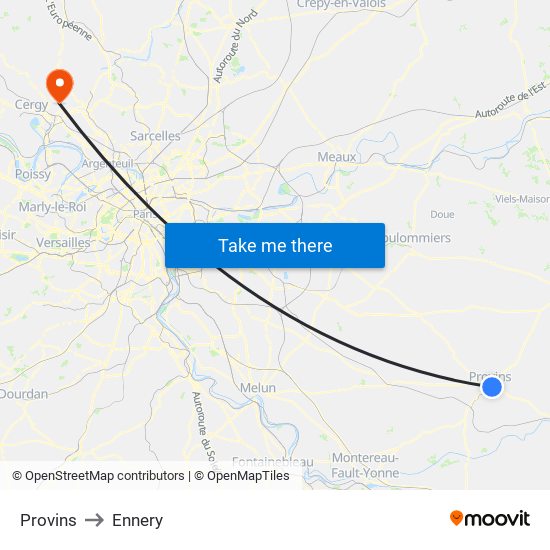 Provins to Ennery map