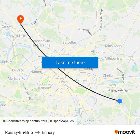 Roissy-En-Brie to Ennery map