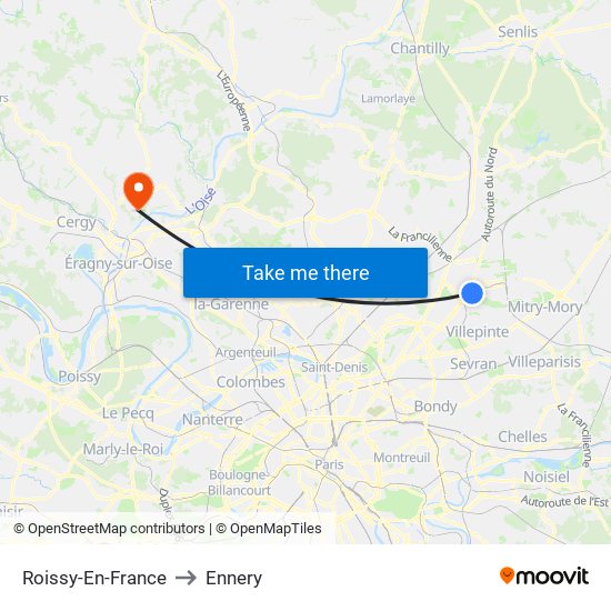 Roissy-En-France to Ennery map