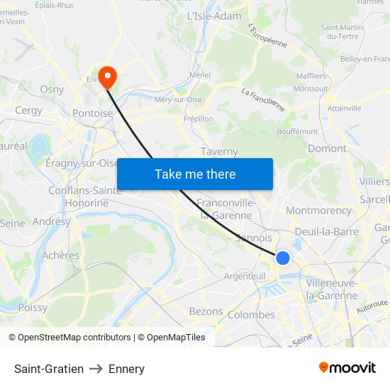 Saint-Gratien to Ennery map