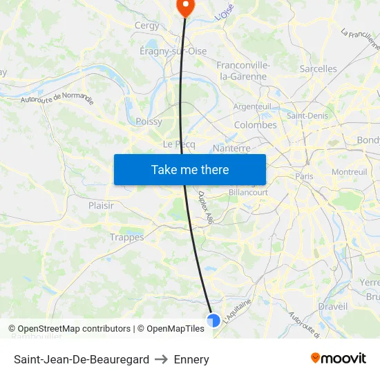 Saint-Jean-De-Beauregard to Ennery map