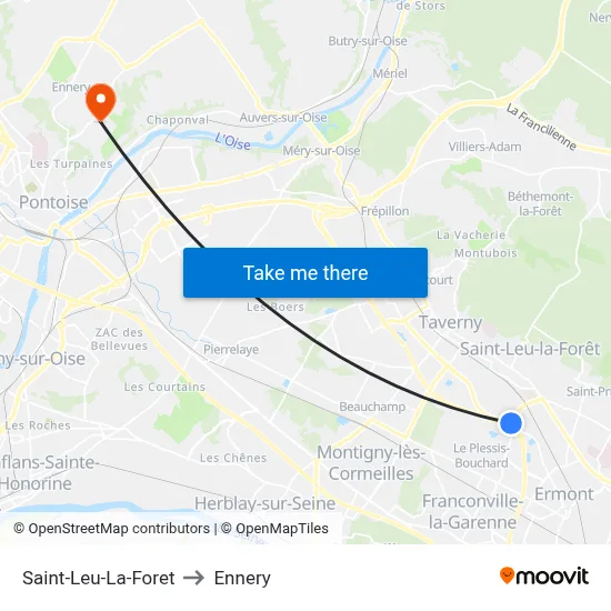 Saint-Leu-La-Foret to Ennery map