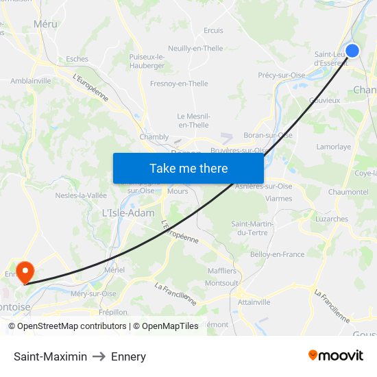 Saint-Maximin to Ennery map
