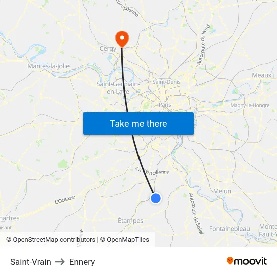 Saint-Vrain to Ennery map
