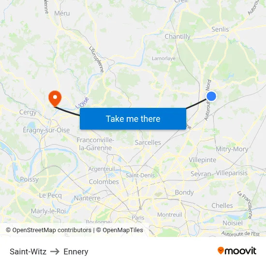 Saint-Witz to Ennery map