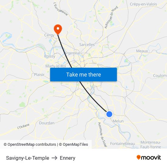 Savigny-Le-Temple to Ennery map