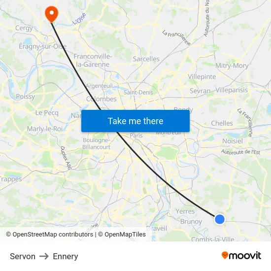 Servon to Ennery map