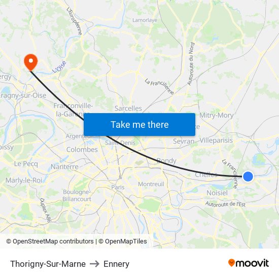 Thorigny-Sur-Marne to Ennery map