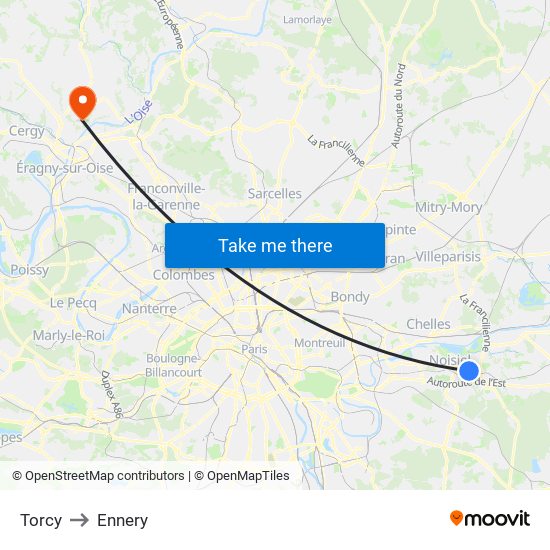 Torcy to Ennery map