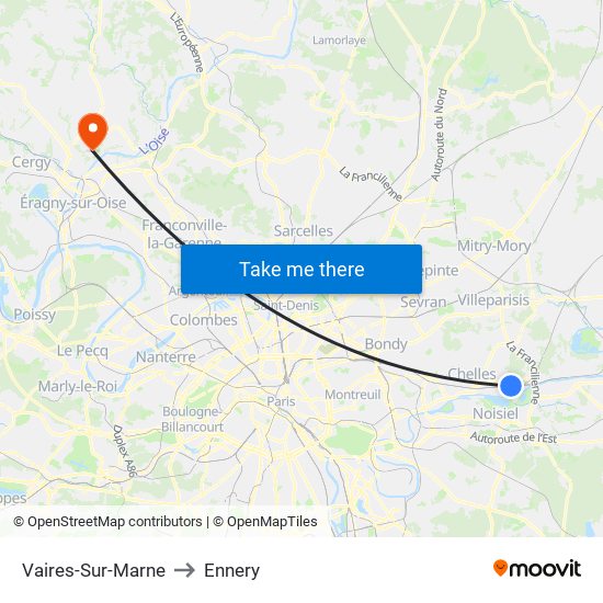 Vaires-Sur-Marne to Ennery map