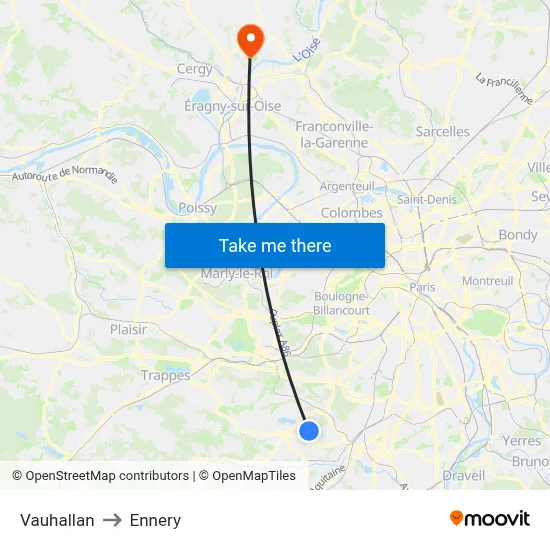 Vauhallan to Ennery map