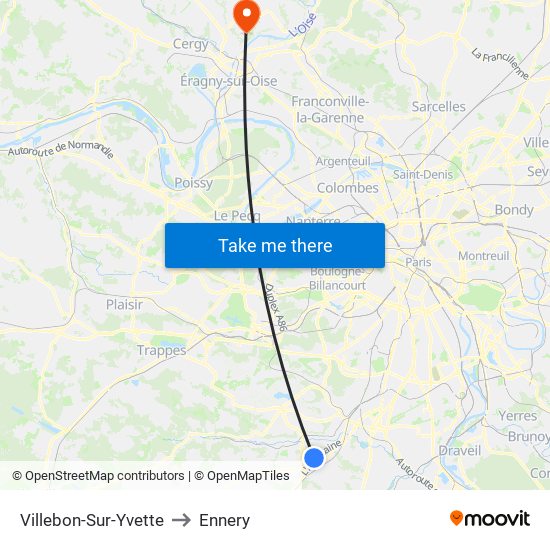 Villebon-Sur-Yvette to Ennery map