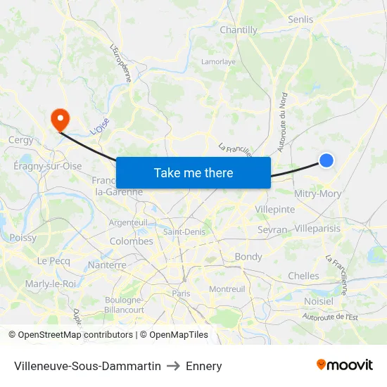Villeneuve-Sous-Dammartin to Ennery map