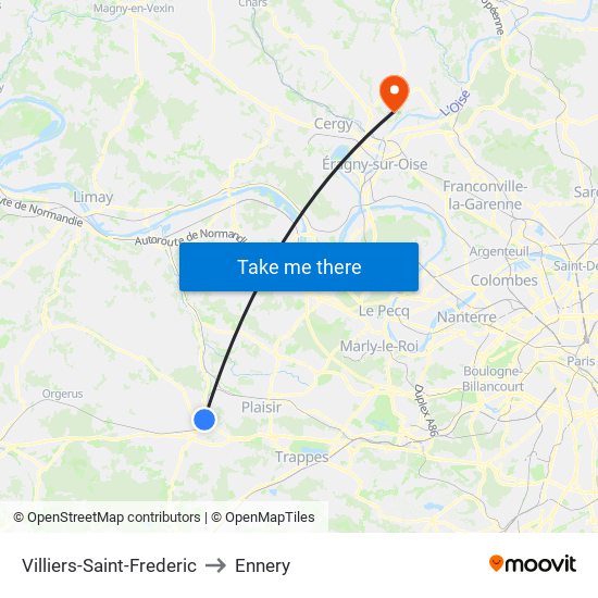 Villiers-Saint-Frederic to Ennery map