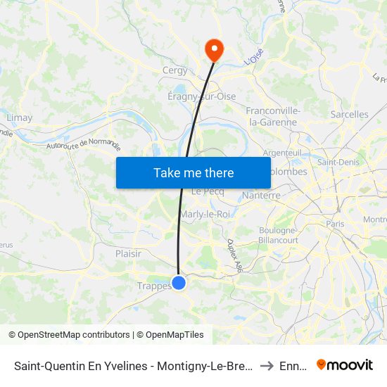 Saint-Quentin En Yvelines - Montigny-Le-Bretonneux to Ennery map