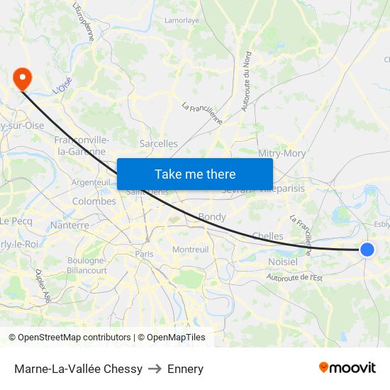 Marne-La-Vallée Chessy to Ennery map