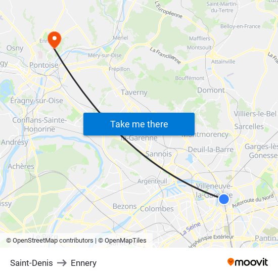 Saint-Denis to Ennery map