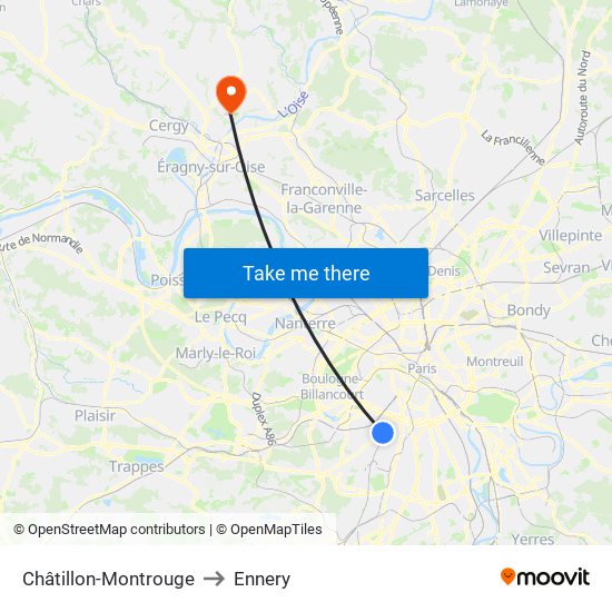 Châtillon-Montrouge to Ennery map