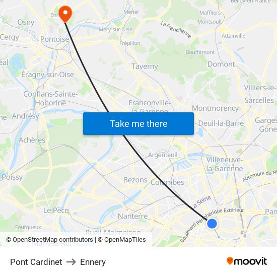 Pont Cardinet to Ennery map