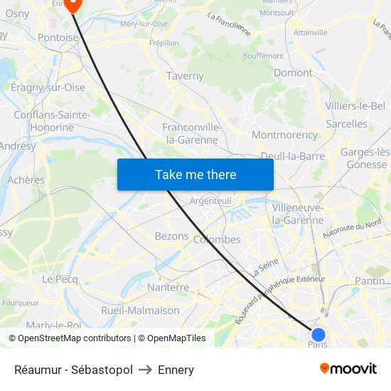 Réaumur - Sébastopol to Ennery map