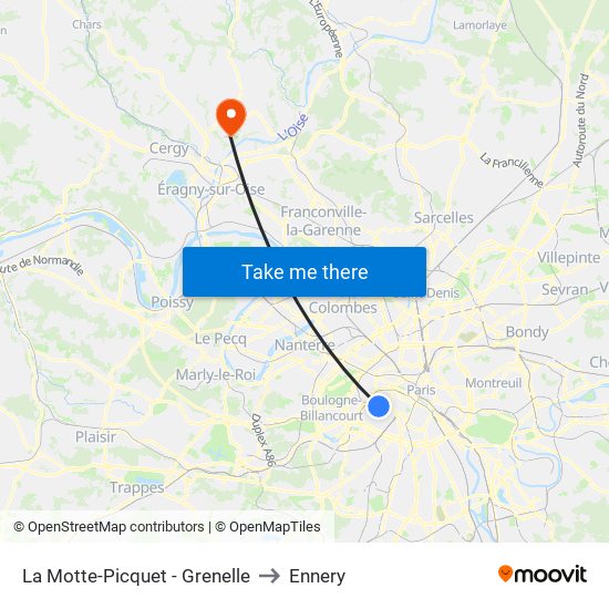 La Motte-Picquet - Grenelle to Ennery map