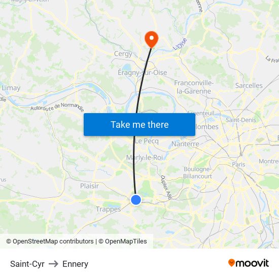 Saint-Cyr to Ennery map