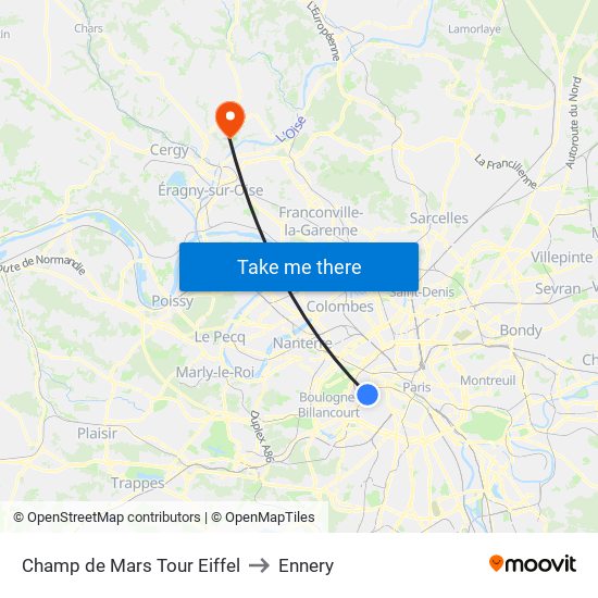 Champ de Mars Tour Eiffel to Ennery map
