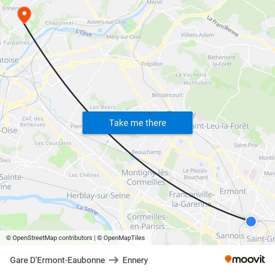 Gare D'Ermont-Eaubonne to Ennery map