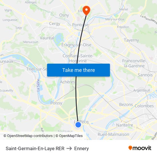 Saint-Germain-En-Laye RER to Ennery map
