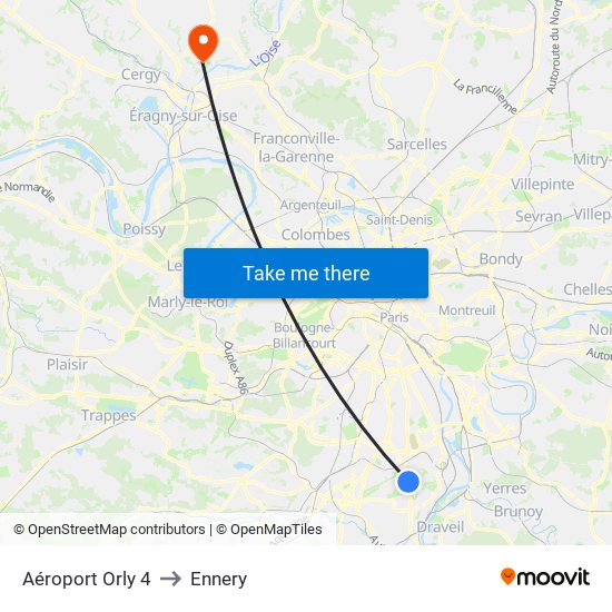 Aéroport Orly 4 to Ennery map