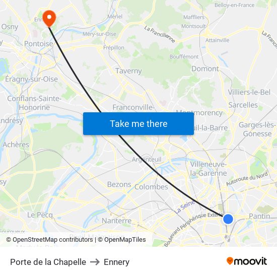 Porte de la Chapelle to Ennery map