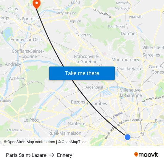 Paris Saint-Lazare to Ennery map