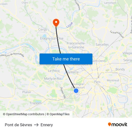 Pont de Sèvres to Ennery map