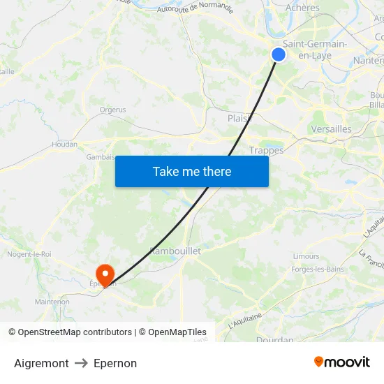 Aigremont to Epernon map