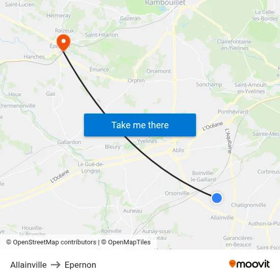 Allainville to Epernon map