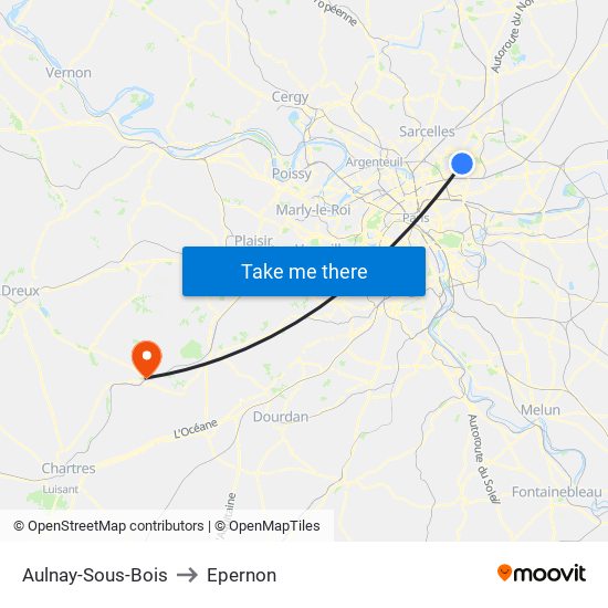 Aulnay-Sous-Bois to Epernon map