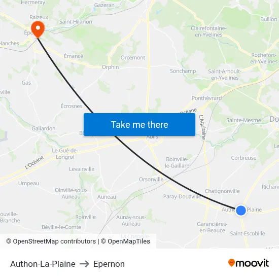 Authon-La-Plaine to Epernon map