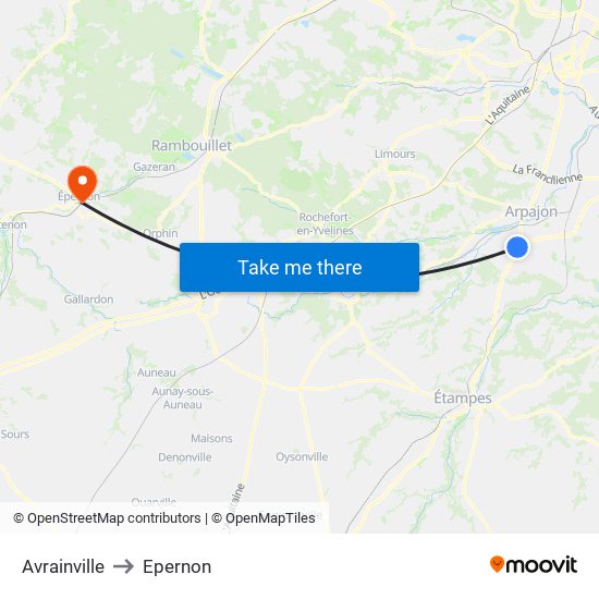Avrainville to Epernon map
