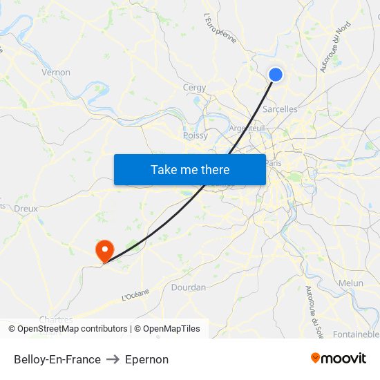 Belloy-En-France to Epernon map