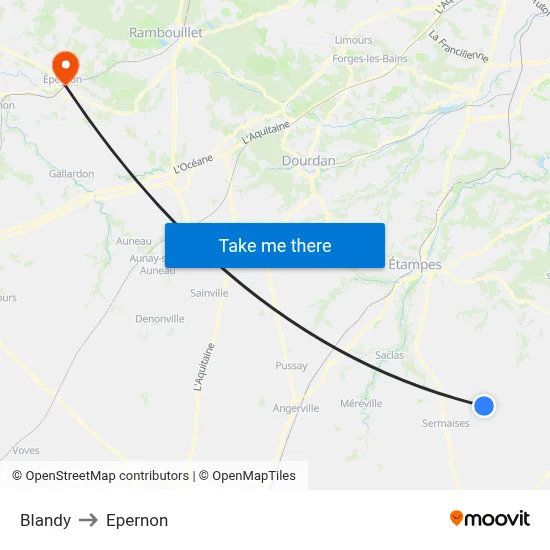 Blandy to Epernon map
