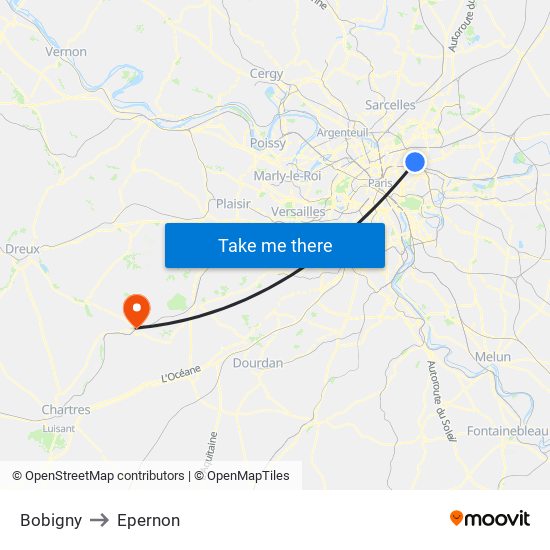 Bobigny to Epernon map